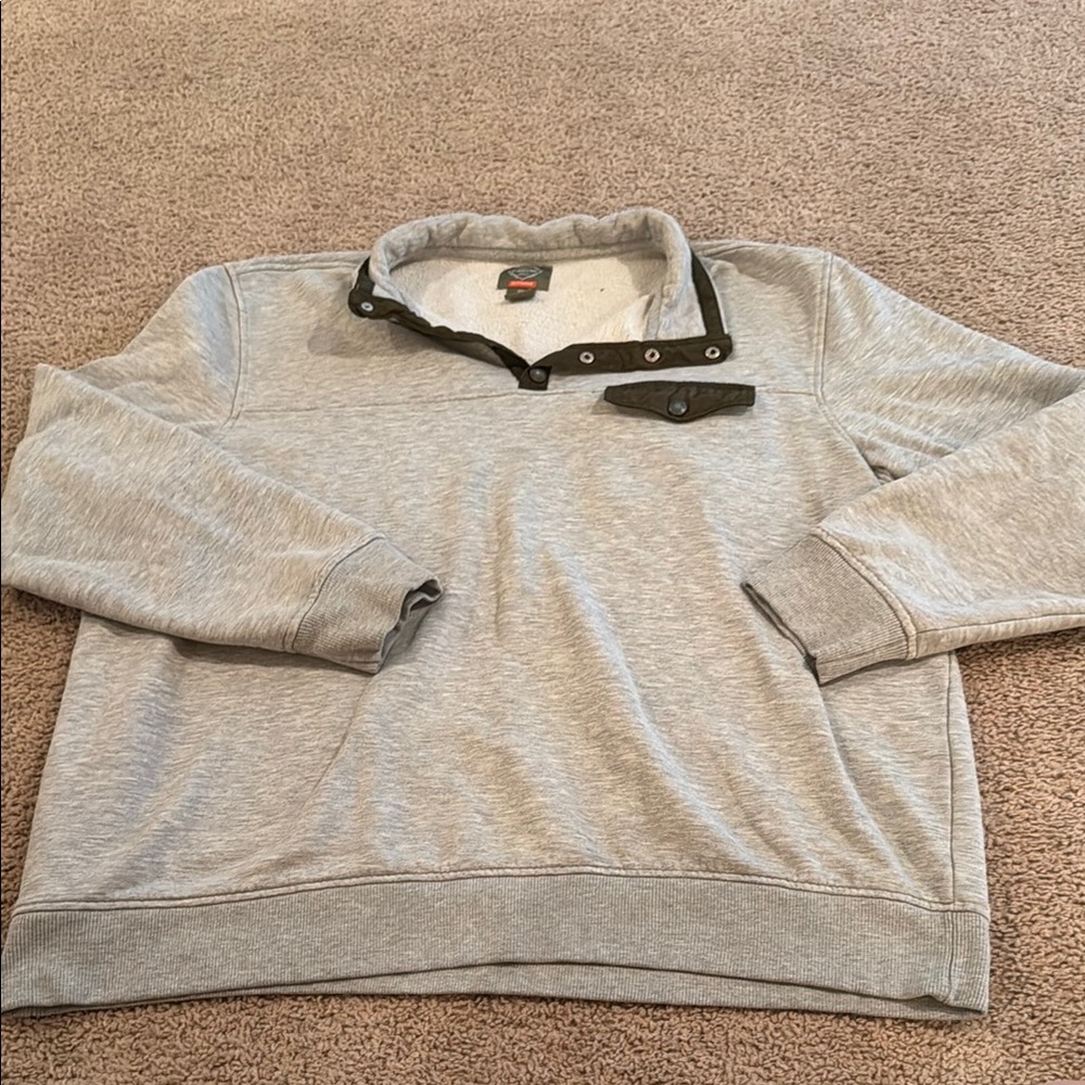 St. John's Bay Gray Zip Up Sweater with Ribbed Cuffs
